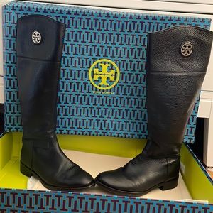 AUTHENTIC TORY BURCH JUNCTION RIDING BOOT IN BLACK LEATHER
